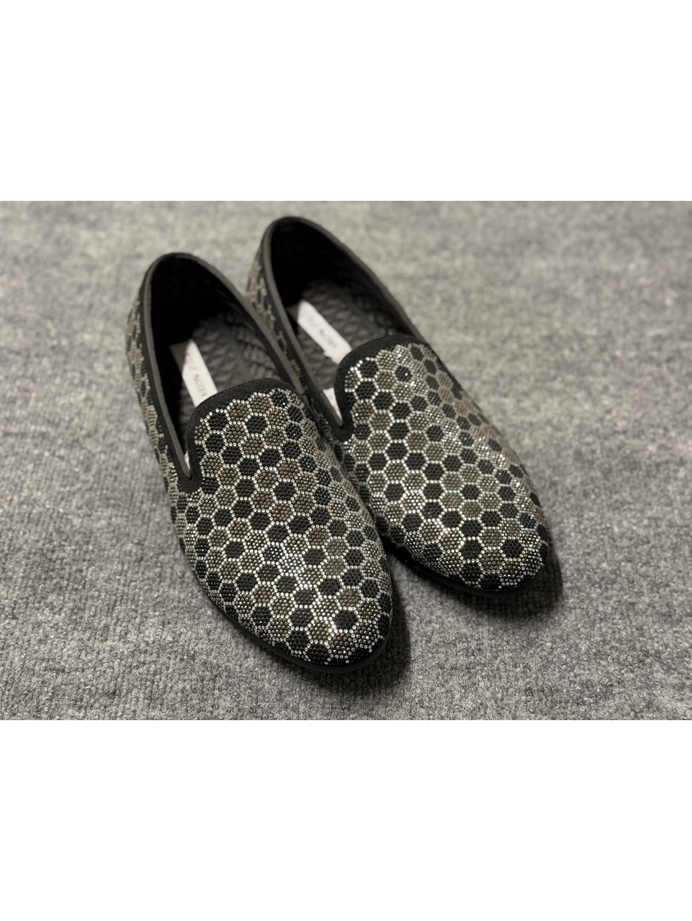Steve Madden Caspian Rhinestone Loafers Mens 12 Black Silver
